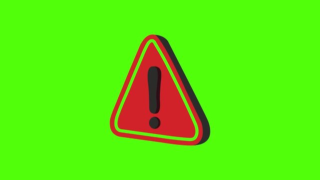 Warning sign moving over green background