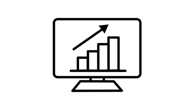 Computer Screen Business Analytics icon Chart Animation