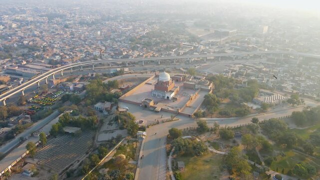 4k drone video of the tomb of hazrat Bahauddin Zakariya in multan city in punjab pakistan