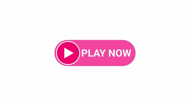 Play now button sign animation on transparent background, play now button icon sign animated in 4k.