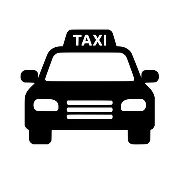 Taxi icon flat outline in black