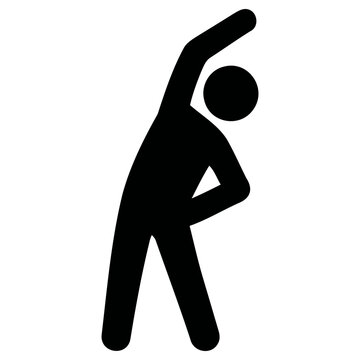 Stylized vector illustration of a person performing a side stretch exercise to improve flexibility and maintain physical health during a daily routine workout