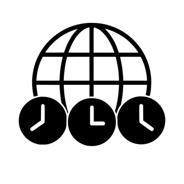 Time zones icon flat outline in black