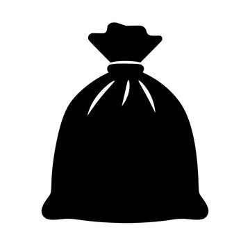 Trash bag icon flat outline in black