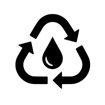 Water recycling icon flat outline in black