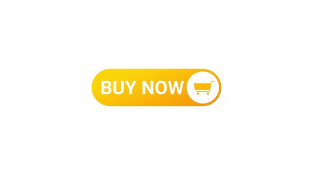 Buy now button with cart icon sign animation on transparent background, colorful buy now button sign animated with alpha channel,