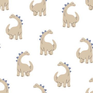 cute dinosaurs seamless pattern on white background 
