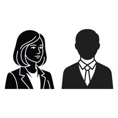 Fototapeta premium Black and white business man and woman portrait icons