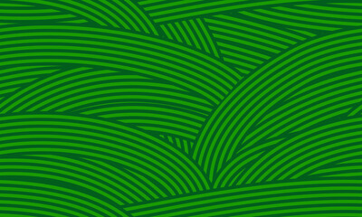 Fototapeta premium Agriculture plantation green farm field seamless pattern, farmland background, wavy bg. Agricultural abstract environmental landscape texture with natural rolling hills, rice or corn meadow and grass