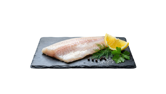 Raw White Fish Fillet, Fresh Boneless Slice Isolated on Transparent Background