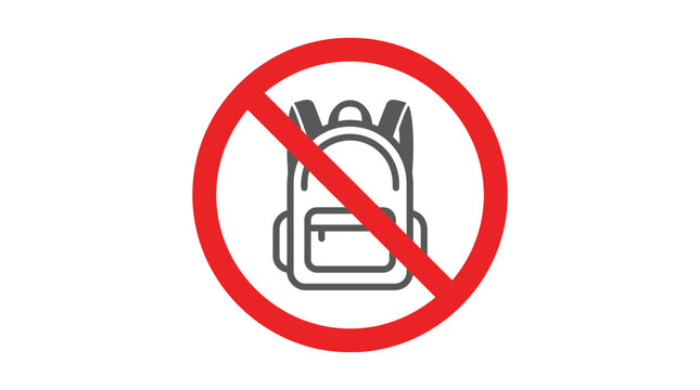 No Backpacks Allowed Sign Isolated