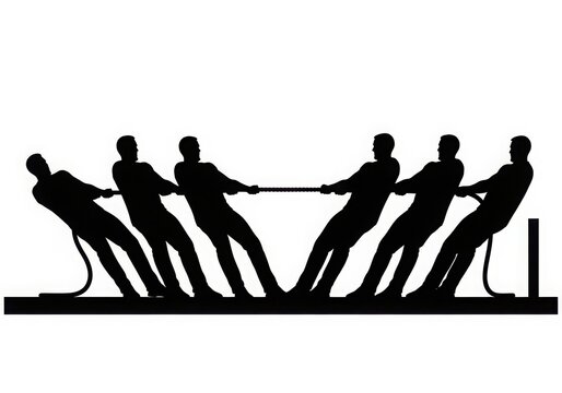 People pulling rope teamwork illustration isolated on white background