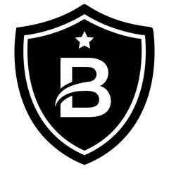 Professional vector illustration of a shield emblem featuring the letter b and a star shape for modern branding and identity design purposes project © Vectscape