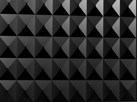 Dark gray geometric pyramid pattern 3d render background graphic