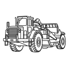 Fototapeta premium Heavy Duty Construction Scraper Vehicle Outline Drawing