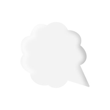 Blank white cloud speech bubble mockup isolated background, thought bubble talk balloon template for conversation and dialogue presentation