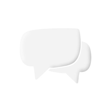 Two white speech bubble icons representing communication and messaging isolated on transparent background