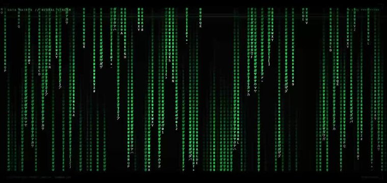 Green Matrix Digital Code Rain and Cyber Technology