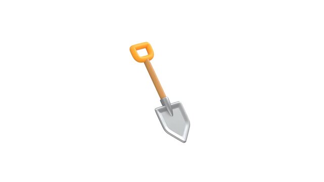 Shovel icon 3d rendering animation on 4k