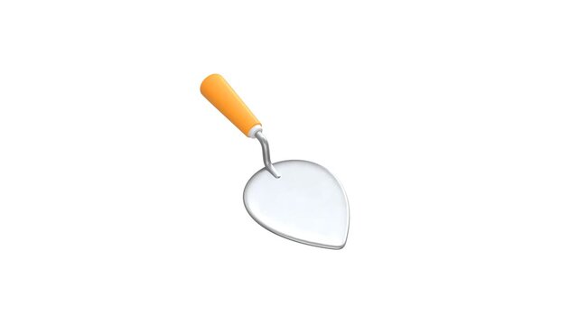 Trowel icon 3d rendering animation on 4k