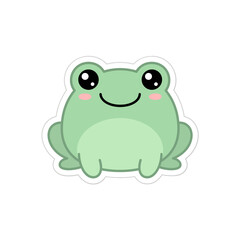 Fototapeta premium Cute Green Cartoon Frog with Big Eyes.