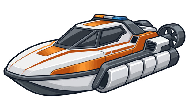 Modern rescue hovercraft illustration for emergency services and water search operations.