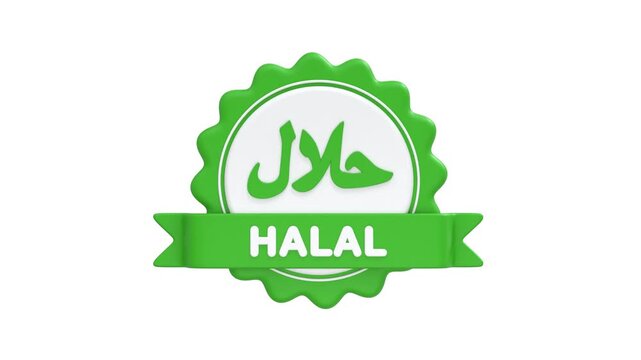 Halal Certification icon 3d rendering animation on 4k