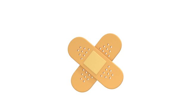 medical plaster icon 3d rendering animation on 4k