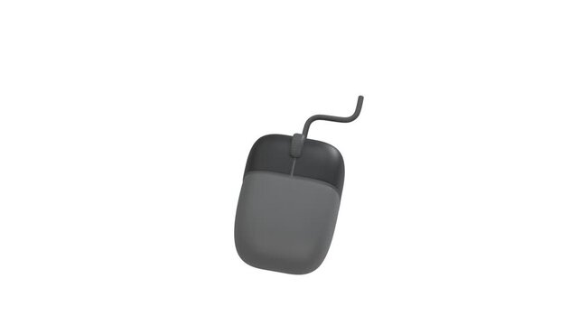 Computer Mouse icon 3d rendering animation on 4k