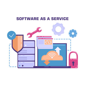 Comprehensive SaaS infographic visualizes cloud software metrics, digital technology workflow, business analytics data dashboard, platform features, user network integration, and modern IT solutions.