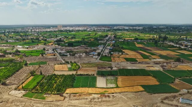Aerial view of rural scenery in Gansu