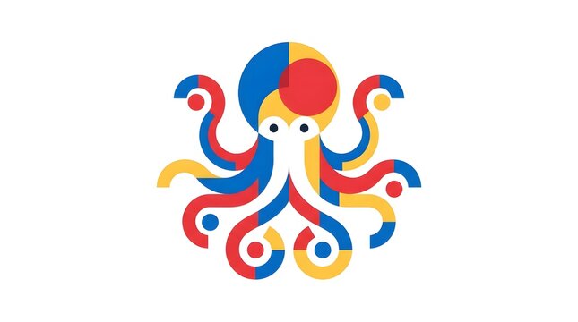 Modern geometric octopus logo icon isolated on white background