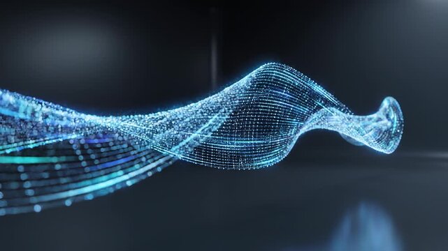 Abstract blue digital wave motion animation background.