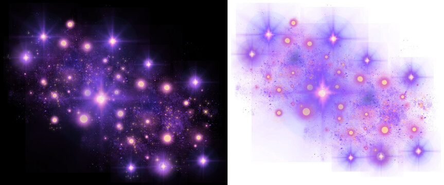 Golden Purple Stardust with Sparkling Bokeh Lights