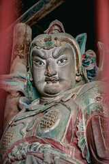 Fototapeta premium Close-up of Song Dynasty Guardian Vajra Statue in Hongfu Temple