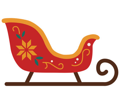 Decorative Santa sleigh vector illustration with festive floral ornament details for Christmas and winter holiday design