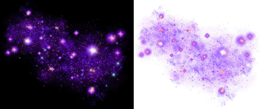 Purple Stardust Galaxy with Glowing Sparkling Stars