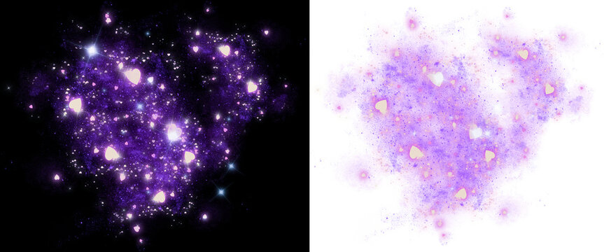 Purple Stardust with Glowing Hearts and Sparkling Stars