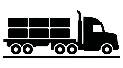 Fototapeta premium Flatbed truck vector illustration carrying cargo loads on a road representing transportation and logistics services