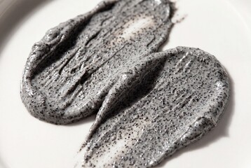 Fototapeta premium Charcoal Face Scrub Texture Swatches for Skincare and Beauty Product Advertising