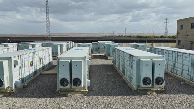Energy storage station at sunset, new energy, shared power energy, solar photovoltaic power plant
