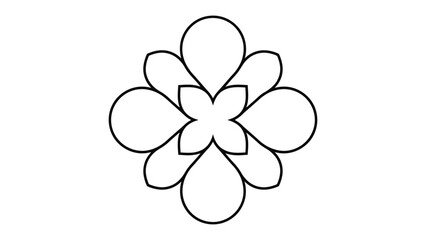 Abstract Floral Design: A symmetrical, minimalist design featuring stylized petal shapes arranged in a radial pattern, creating an abstract floral motif. © Halima