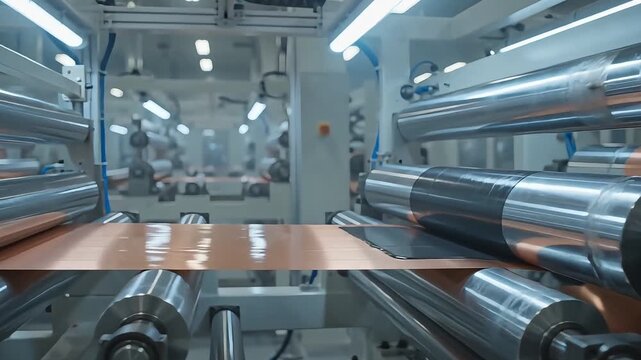 Industrial machinery manufacturing battery electrodes with metal foil
