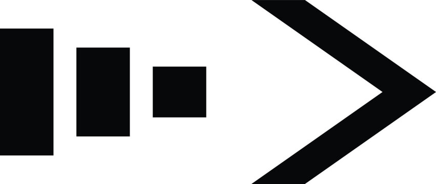 Black upward arrow graphic with stacked block base symbolizing progress and growth in minimalist design