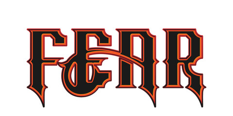 Retro gothic fear typography text effect on transparent background © Ndoewer