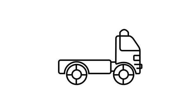 Animated two truck carrying car icon animation. Wrecker transports broken vehicle animation. Road accidents rescue service.