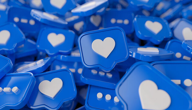 Blue Social Media Like and Love Icons Background