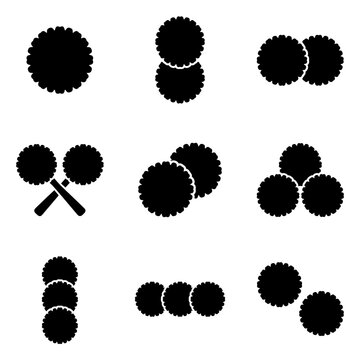 Pom poms silhouettes and cheerleader icon set for sports graphics