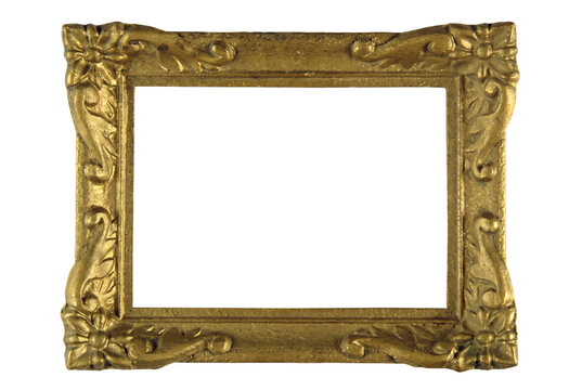 Antique Golden Ornate Picture Frame with Floral Details