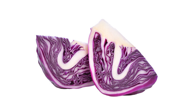 Slices of red cabbage isolated on transparent background. PNG